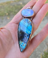 Image 5 of Electroformed extra large labradorite and moonstone necklace