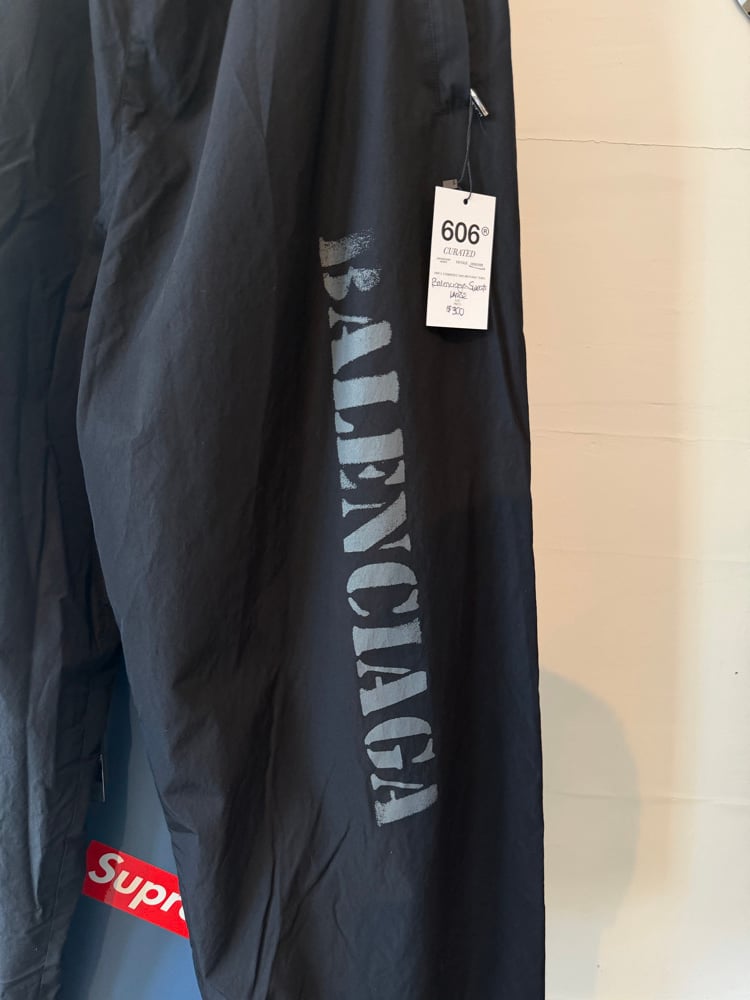 Image of Balenciaga Sprayed Logo Nylon Sweats