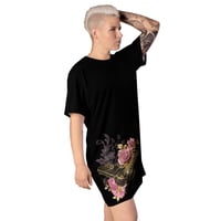 Image 2 of Rose Gold Moth and Roses Goth Pastel Inspired T-shirt dress