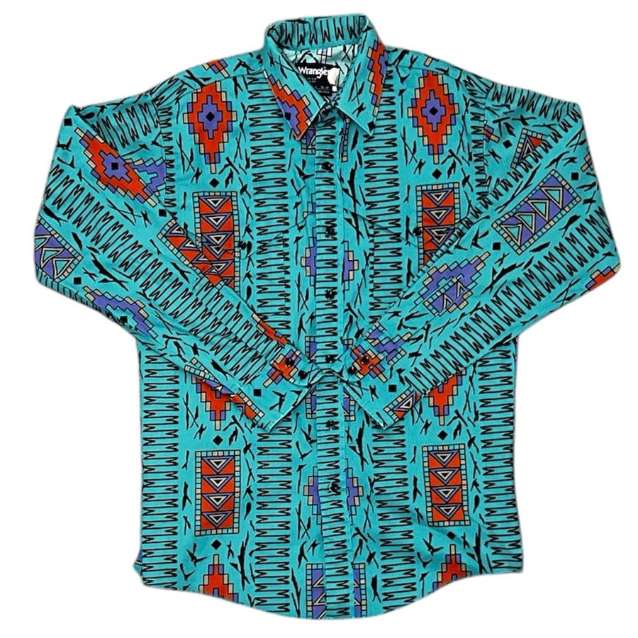 Image of Vintage Wrangler Teal Cowboy Button Up