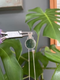 Image 4 of Silver Moss Agate Coin Crystal Necklace