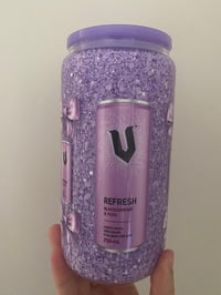 Image 1 of purple v snowglobe handled tumbler