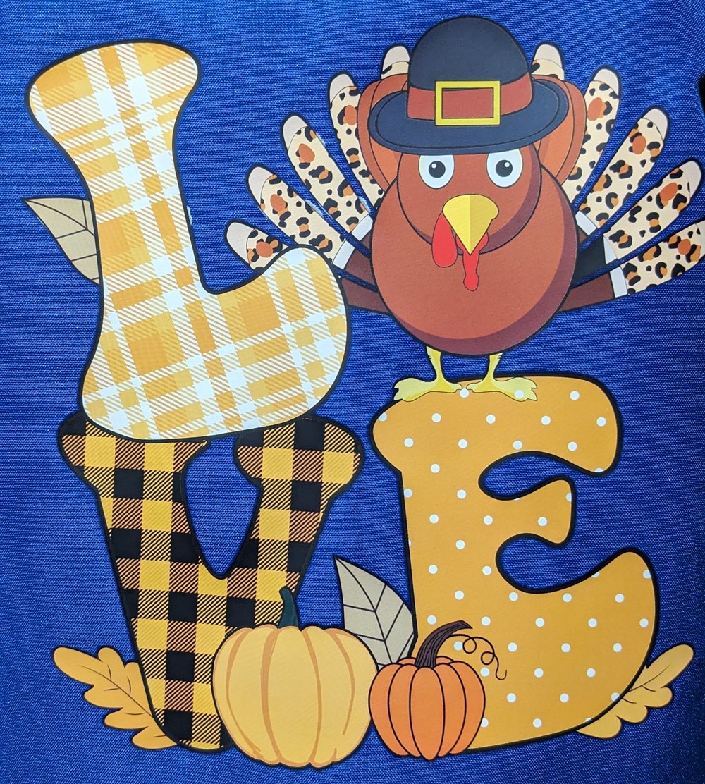Image of Turkey Love Fall Apron (blue)