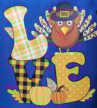 Image 3 of Turkey Love Fall Apron (blue)