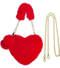 Image 1 of Red Heart Fur Bag