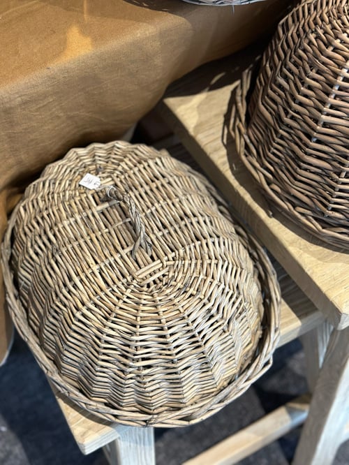 Image of Oval Rattan Food Cloche and Tray