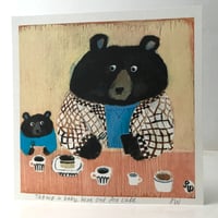 Image 5 of Small square art print-Bears with cake 