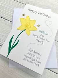 Image 3 of Handmade March Daffodil Birth Flower Card - Elegant Birthday Card for March Birthdays