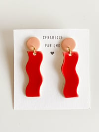 Paire de boucles d’oreilles céramique TWISTO pêche et rouge