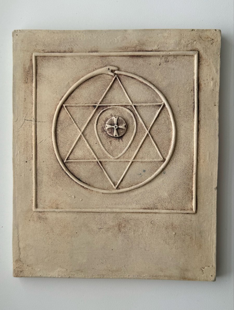 Image of Signed ceramic relief with hermetic pentacle