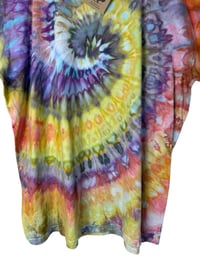 Image 5 of 3XL Adult Combed Cotton Tee in Earthy Bright Spiral Ice Dye