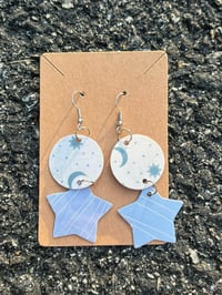 Paper earrings, nighttime sky