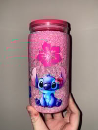 Image 2 of stitch acrylic can snowglobe tumbler