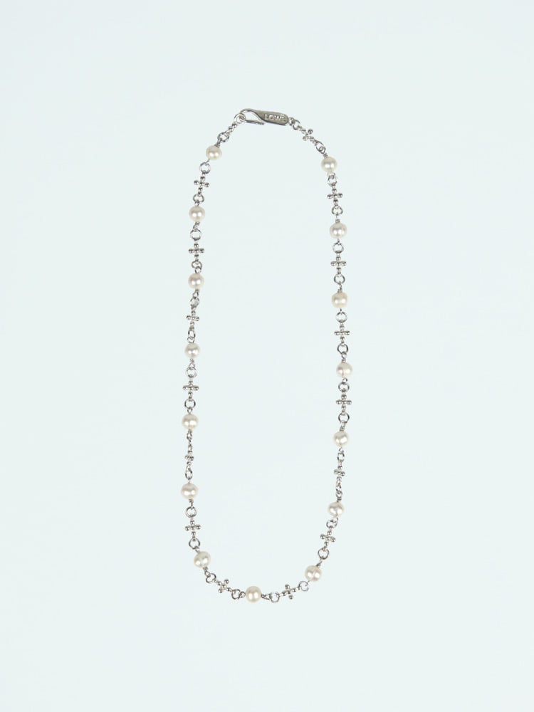Image of LOWOOL - Plus Pearl Silver Necklace