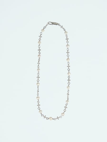 Image of LOWOOL - Plus Pearl Silver Necklace
