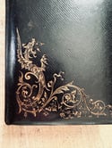 Ancien album photo en cuir, motif de dragon, 1900