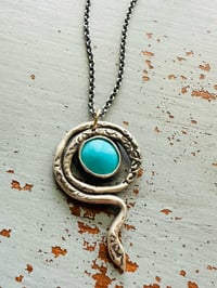 Image 17 of Kingman turquoise serpent talisman necklace