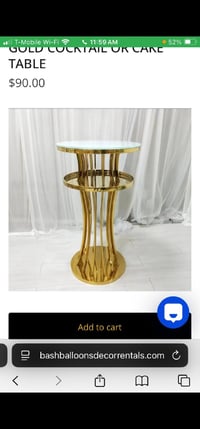 Image 1 of Gold Stainless Steel luxury cocktail table for rent only 