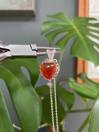 Image 3 of Silver Carnelian Heart Crystal  Necklace