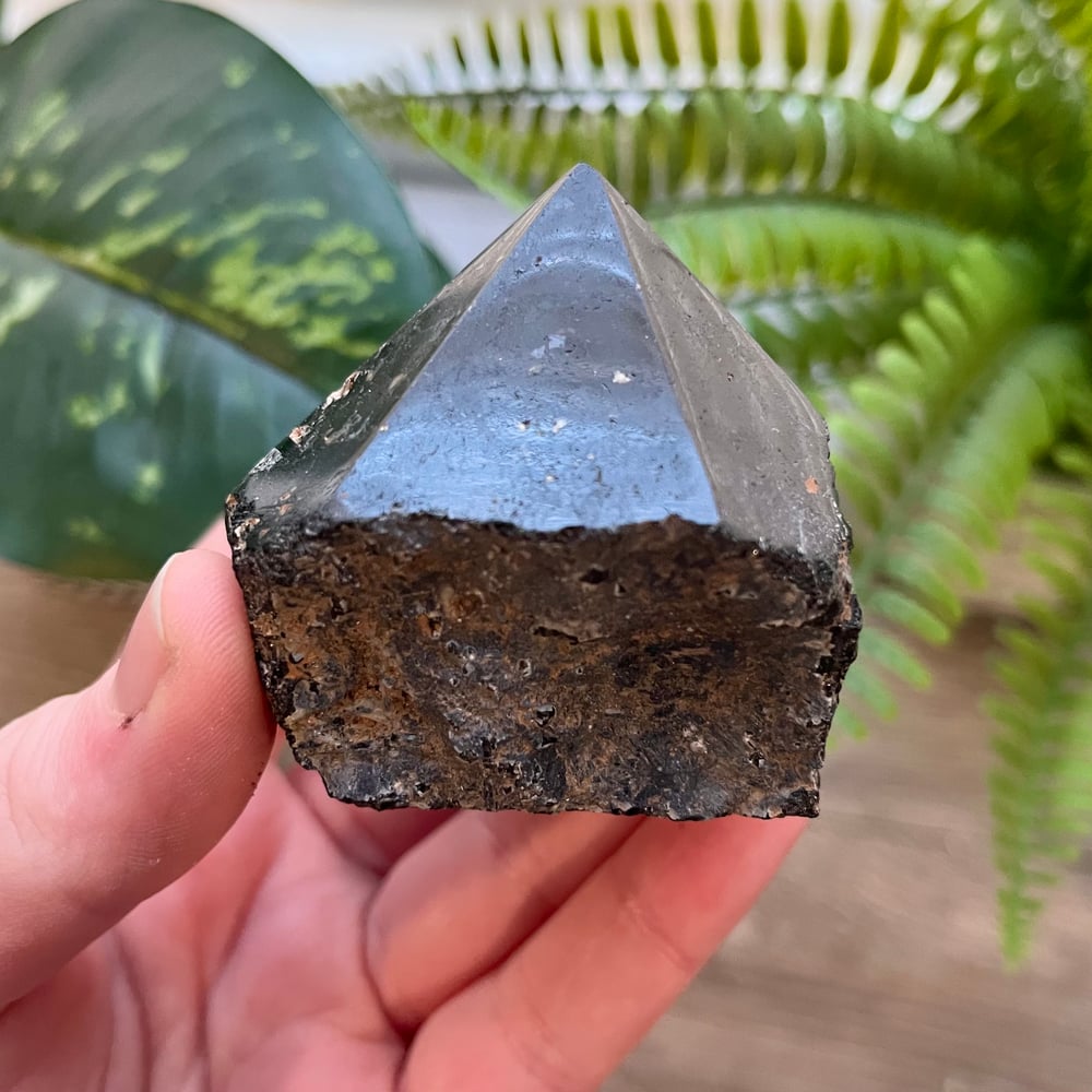 Black Tourmaline Half-Polished Point