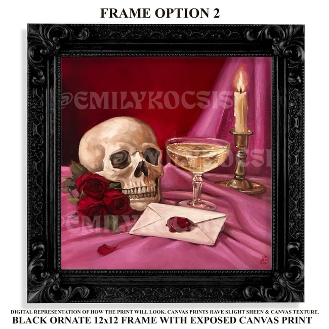 Original Painting & Prints // Love Letter Valentine Skull Still Life