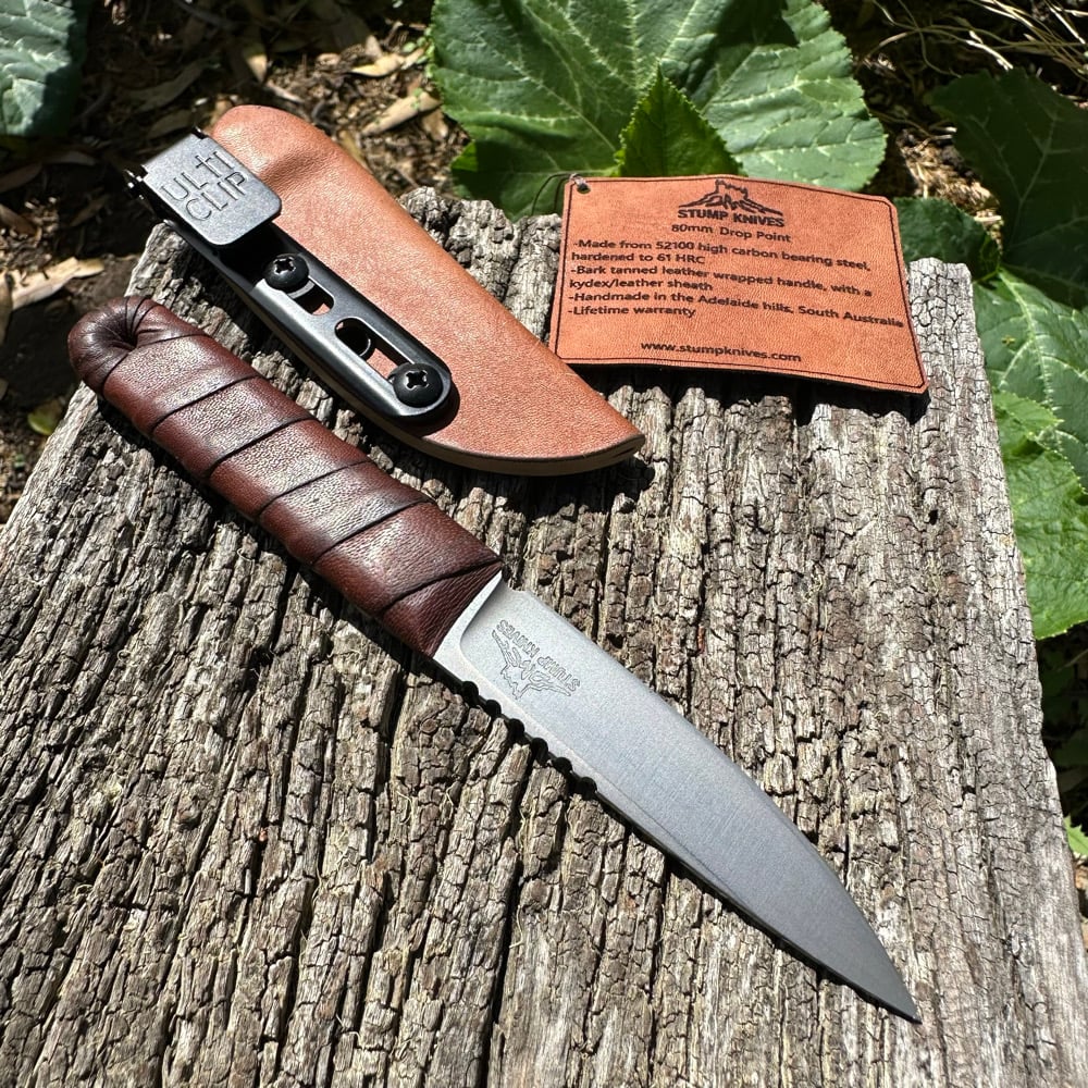 Image of 80mm Drop Point 52100 leather
