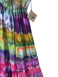 Image 6 of L Woven Tiered Lightweight Long Sundress in Tropical Agate Ice Dye