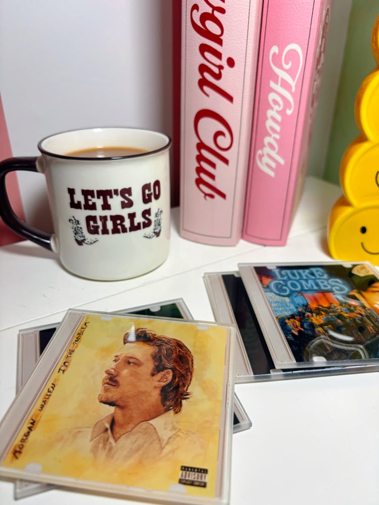 Image of Retro style CDs artist glass coasters set of 4 