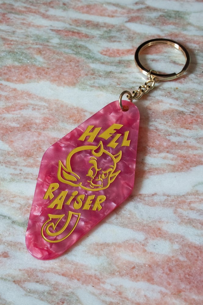 Image of Hell Raiser Hot Stuff Acrylic Motel Keytag