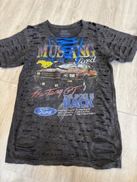 Medium mustang top blue lace destroyed