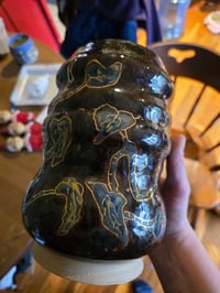 Image 16 of Bronze Vase with Blue Vines