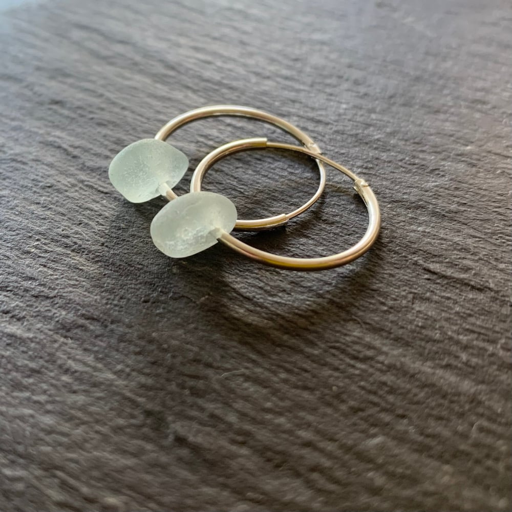 Image of pale sea glass earrings