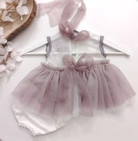 Image 4 of Sitter girls set April | size 9-12 months | dusty purple | white