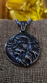 Image 3 of 👑The Armored Kingdom Lion of the Iron Pride Necklace-Stainless Steel-Detailed Lion Head Design