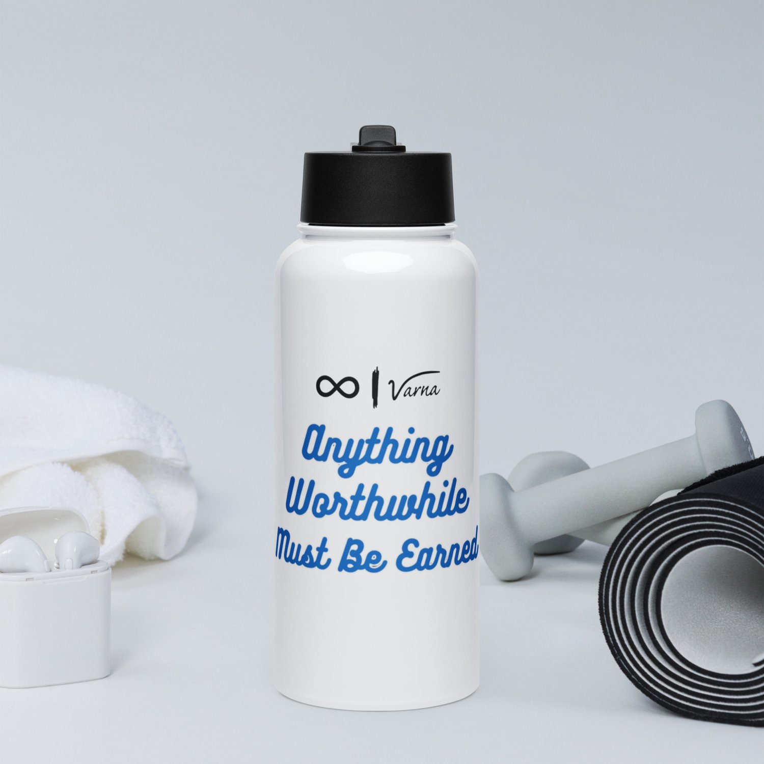 Image of Stainless steel water bottle with a straw lid