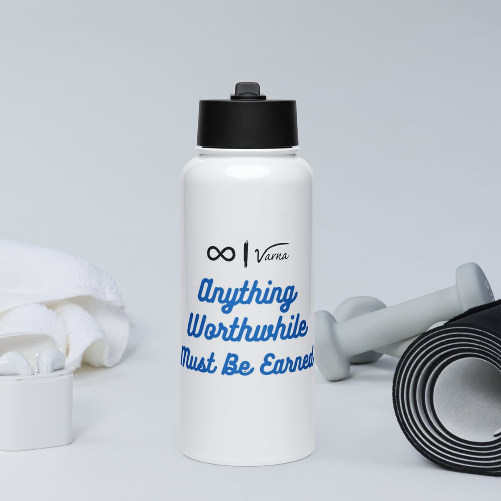 Image of Stainless steel water bottle with a straw lid