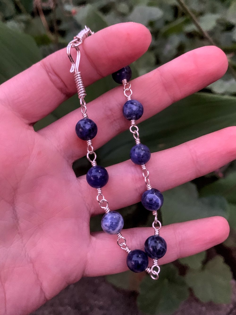 sodalite wire wrapped bracelet