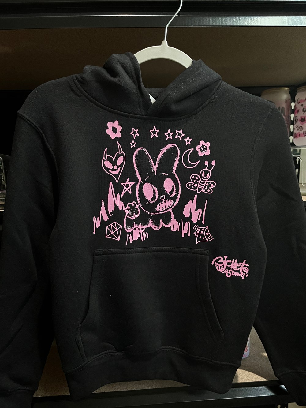 Image of YOUTH SIZE - BICHOTA SEASON BUNNY HOODIE - SOLID BLACK