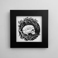 Image 1 of Skull With Branch Wreath Linocut Print
