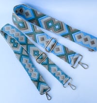 Image 1 of Blue and Beige Woven Strap