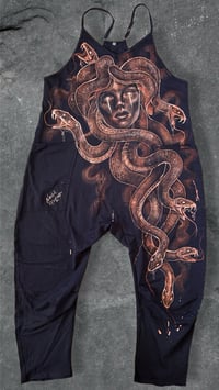 Image 1 of “MEDUSA” CUSTOM BLEACH PAINTED BAGGY ROMPER SMALL