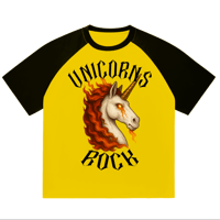 Image 2 of TeamLUCCI™- UNICORNS ROCK UNISEX 3/4 RAGLAN T-SHIRT 