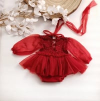 Image 1 of Newborn girls body-dress - red