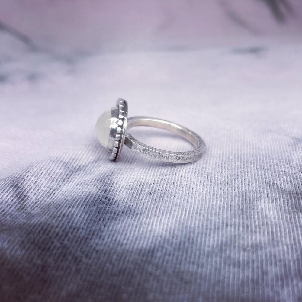 Handmade Sterling Silver Faceted Moonstone Ring 