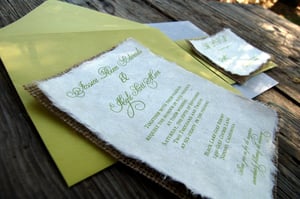 Image of Do It Yourself D-I-Y Simple Rustic Burlap Wedding Invitation - Rustic Barn Wedding with Grass Green