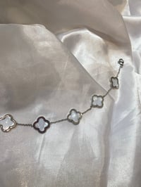 Image 1 of Dainty clover bracelet (silver & white)