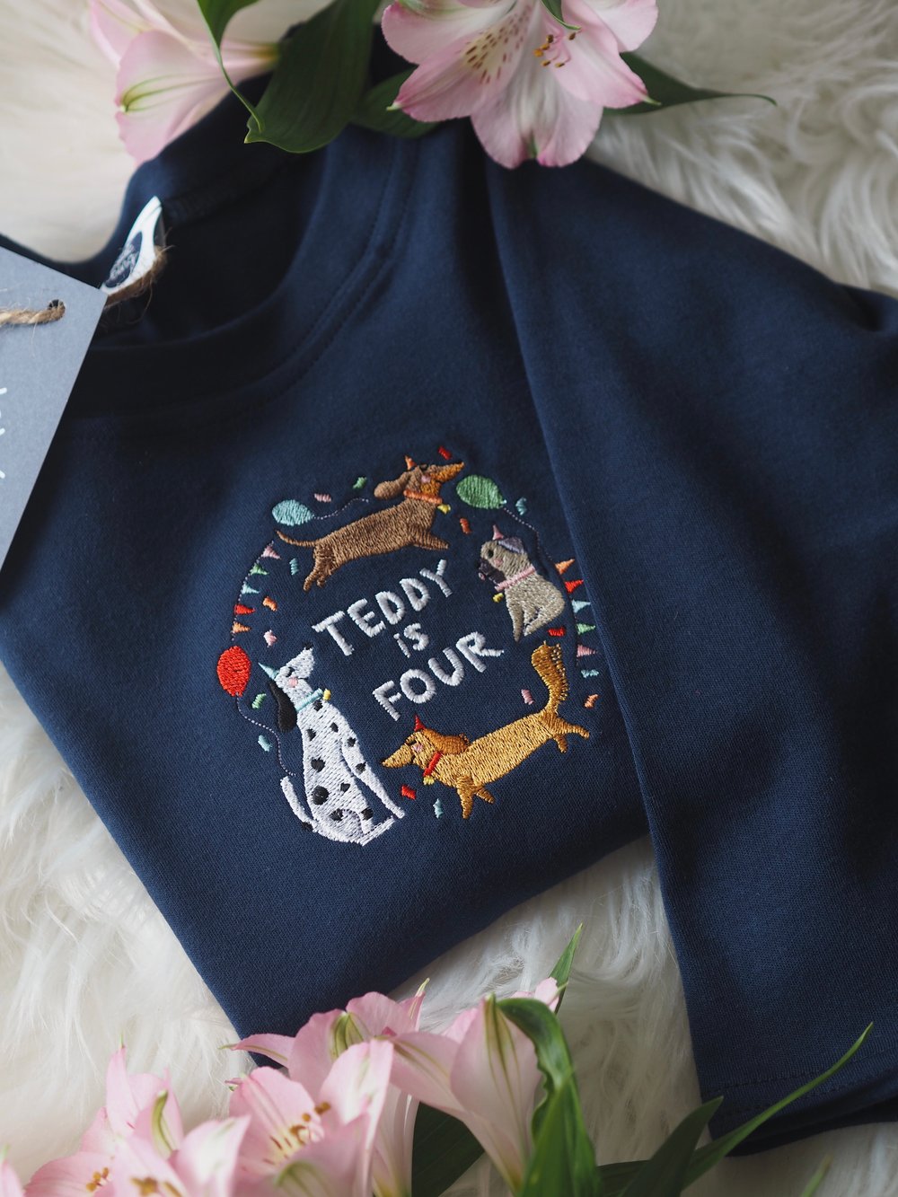 Image of Puppy Party - Long Sleeve Navy Tee