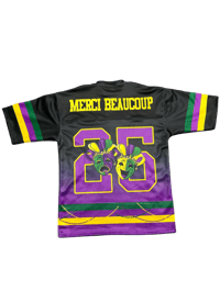 Image 2 of Royal Mastermind x KickzNGritz Madi Gras Football Jersey 