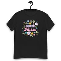 Image 2 of Unisex classic tee, Super Nurse Flower Power Tee