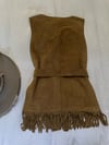 late 60s fringe wrap around suede mini dress